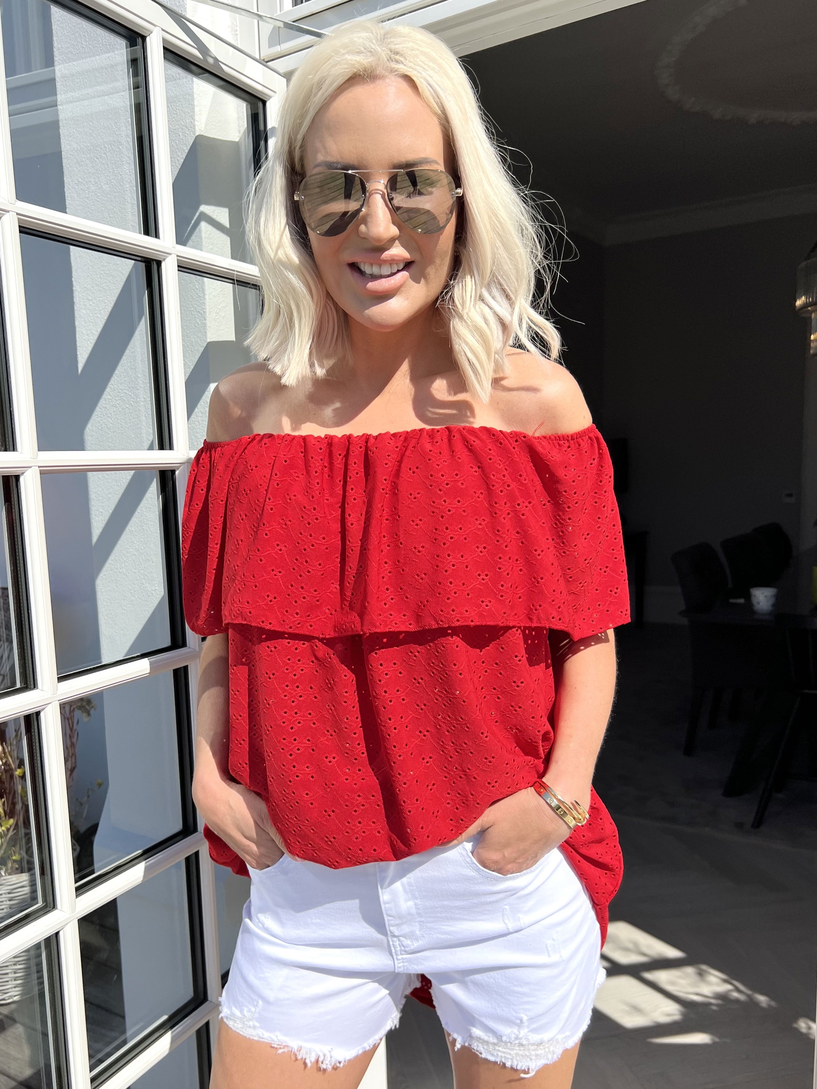 Camillya - Jeansshorts med hög midja - Blue